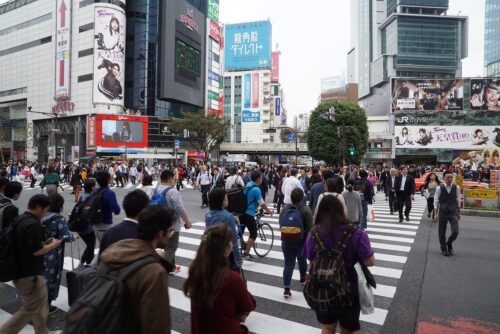 shibuya crossing, busy crossing, crowds